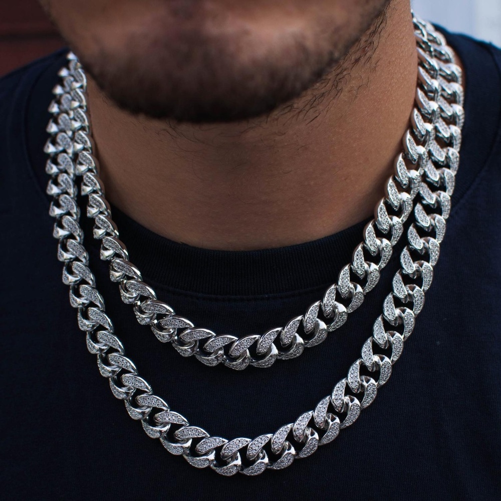 Diamond Miami Cuban Link Chain in 14k White Gold